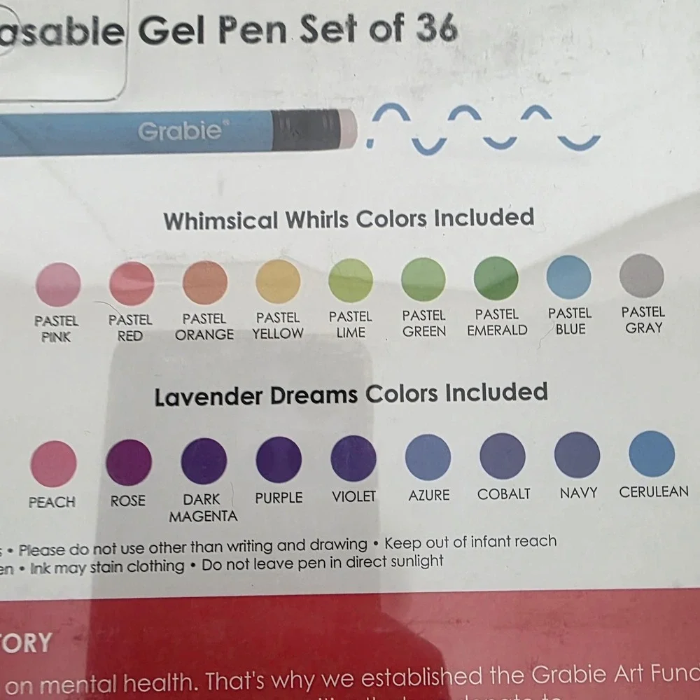 Grabie Premium Erasable Gel Pens Set of 36 Medium Point 0.6mm Multicolor NIB